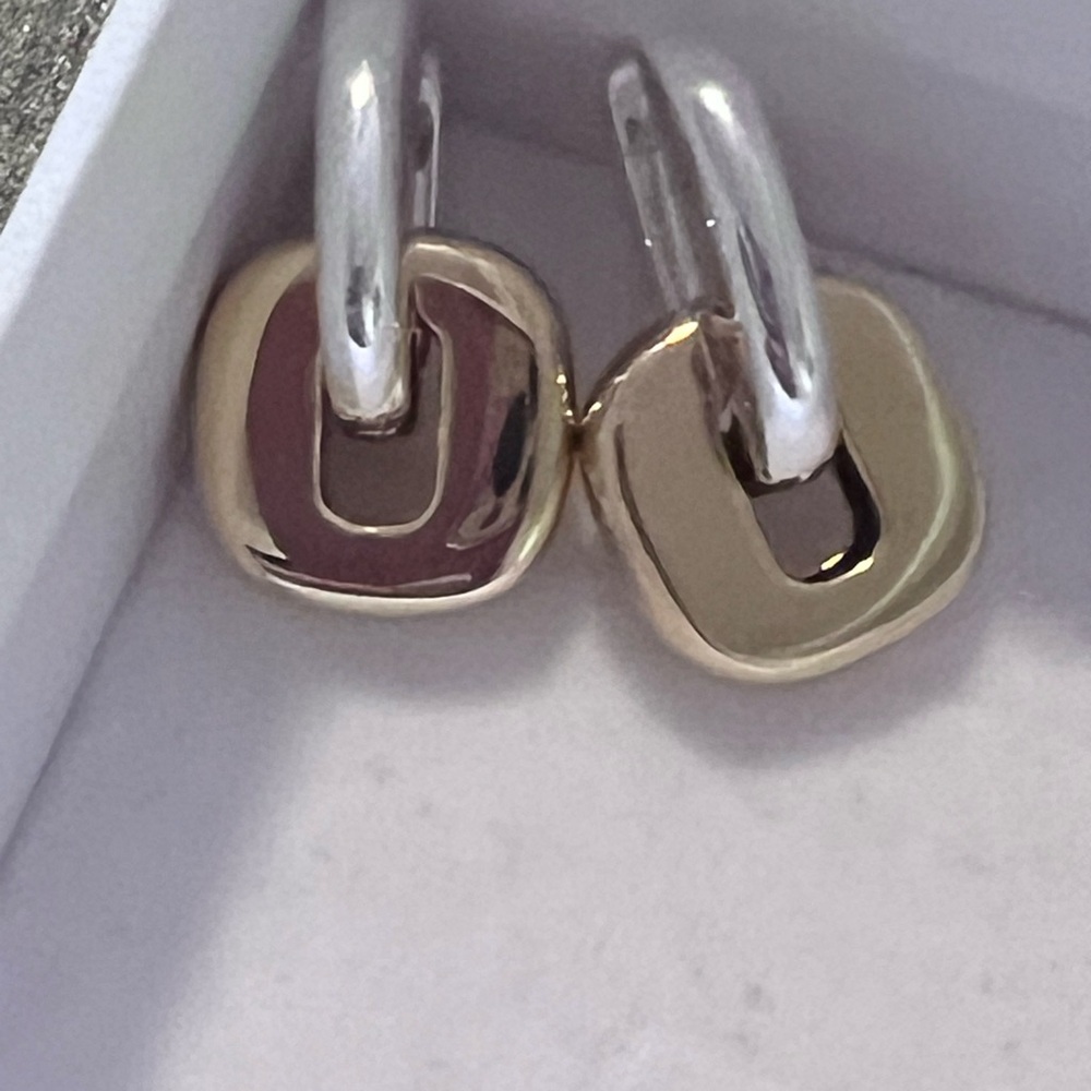 Mejuri Two-Tone Hoop Earrings with Gold Link Charms